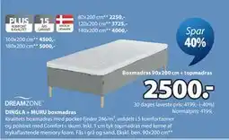 JYSK DREAMZONE DINGLA + MURU boxmadras tilbud