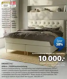 JYSK HEMLA + TOSEN kontinentalseng tilbud