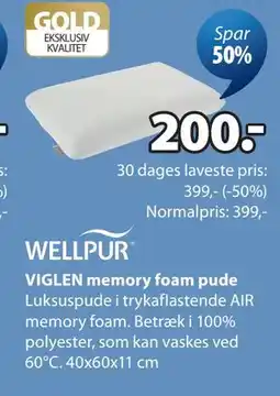 JYSK VIGLEN memory foam pude tilbud