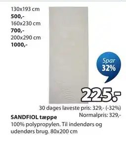 JYSK SANDFIOL tæppe tilbud