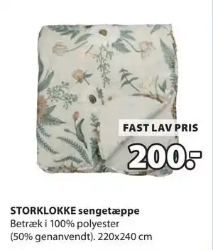 JYSK STORKLOKKE sengetæppe tilbud