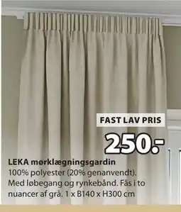 JYSK LEKA mørklægningsgardin tilbud