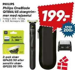 Bilka Philips OneBlade QI1864/65 skægtrimmer med rejseetui tilbud