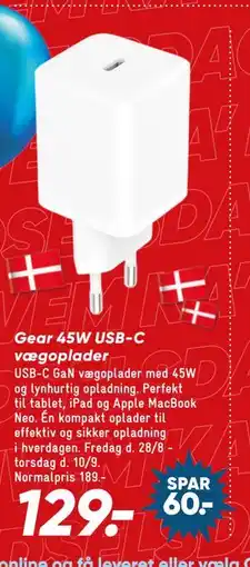 Bilka Gear 45W USB-C vægoplader tilbud