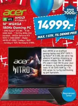 Bilka 16” WQXGA 180Hz Gaming PC tilbud