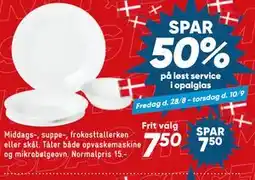 Bilka SPAR 50% på løst service i opalglas tilbud