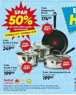 Bilka SPAR 50% på Jamie Oliver gryde-og pandeserie tilbud