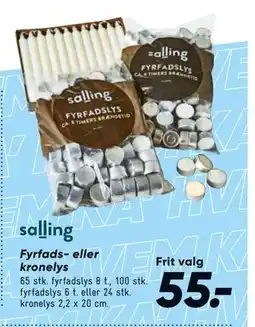 Bilka salling Fyrfads- eller kronelys tilbud