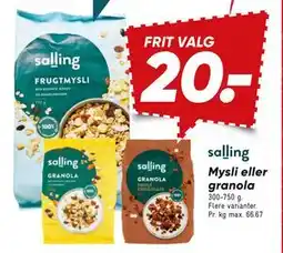 Bilka salling Mysli eller granola tilbud