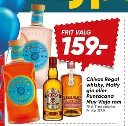 Bilka Chivas Regal whisky, Malfy gin eller Puntacana Muy Viejo rom tilbud