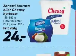 Bilka Zanetti burrata eller Cheasy hytteost tilbud