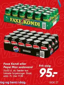 Bilka Faxe Kondi eller Pepsi Max sodavand tilbud