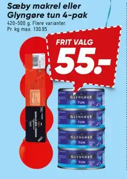 Bilka Sæby makrel eller Glyngøre tun 4-pak tilbud