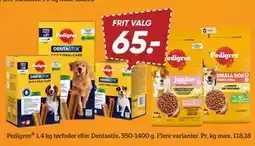 Bilka Pedigree 1,4 kg tørfoder eller Dentastix tilbud