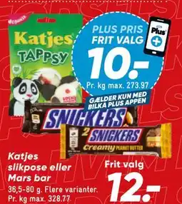 Bilka Katjes slikpose eller Mars bar tilbud