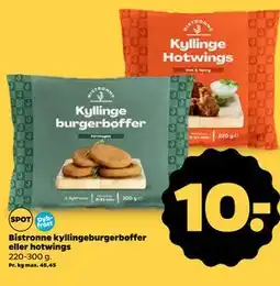 Netto Bistronne kyllingeburgerbøffer eller hotwings tilbud