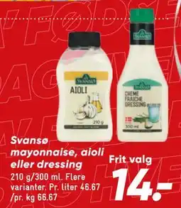 Bilka Svansø mayonnaise, aioli eller dressing tilbud