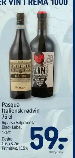 REMA 1000 Pasqua Italiensk rødvin 75 cl tilbud