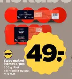 Netto Sæby makrel i tomat 4-pak tilbud