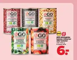 Netto ØGO økologiske bønner, kikærter eller tomater tilbud