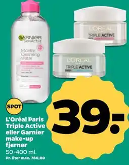 Netto L'Oréal Paris Triple Active eller Garnier make-up fjerner tilbud