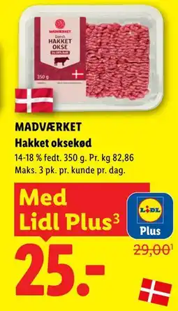 Lidl Hakket oksekød, App-pris tilbud