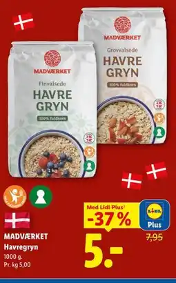 Lidl MADVÆRKET Havregryn, App-pris tilbud