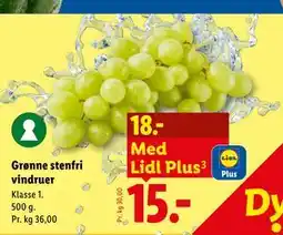 Lidl Grønne stenfri vindruer tilbud
