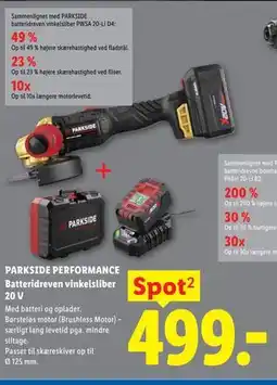 Lidl PARKSIDE PERFORMANCE Batteridreven vinkelsliber 20 V tilbud
