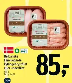 Føtex De Danske Familiegårde kyllingebrystfilet eller -inderfilet tilbud
