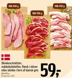 Føtex Skinkeschnitzler, nakkekoteletter, flæsk i skiver eller skinke i tern af dansk gris tilbud