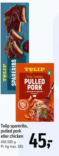 Føtex Tulip spareribs, pulled pork eller chicken tilbud