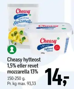 Føtex Cheasy hytteost 1,5% eller revet mozzarella 13% tilbud
