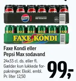 Føtex Faxe Kondi eller Pepsi Max sodavand tilbud