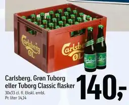 Føtex Carlsberg, Grøn Tuborg eller Tuborg Classic flasker tilbud