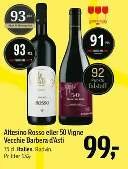 Føtex Altesino Rosso eller 50 Vigne Vecchie Barbera d’Asti tilbud