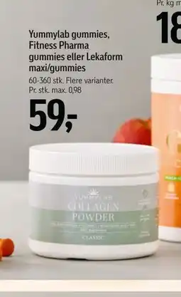 Føtex Yummylab gummies, Fitness Pharma gummies eller Lekaform maxi/gummies tilbud