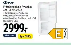 Føtex Fritstående køle-fryseskab tilbud