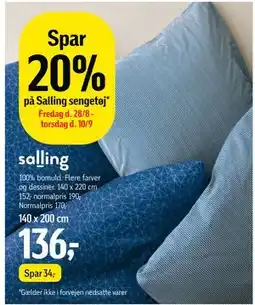 Føtex Spar 20% på Salling sengetøj tilbud