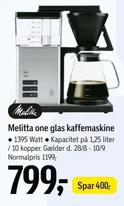Føtex Melitta one glas kaffemaskine tilbud