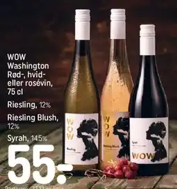 REMA 1000 WOW Washington rød-, hvid- eller rosévin, 75 cl tilbud