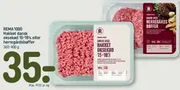 REMA 1000 Hakket dansk oksekød 15-18% eller herregårdsbøffer tilbud