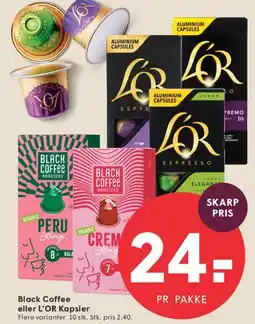 SPAR Black Coffee eller L'OR Kapsler tilbud