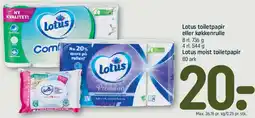 REMA 1000 Lotus toiletpapir eller køkkenrulle / Lotus moist toiletpapir tilbud