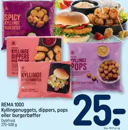 REMA 1000 Kyllingenuggets, dippers, pops eller burgerbøffer tilbud