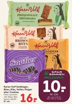 SPAR Karen Volf Småkager, Bites, Kiks, Vafler eller Cookies tilbud