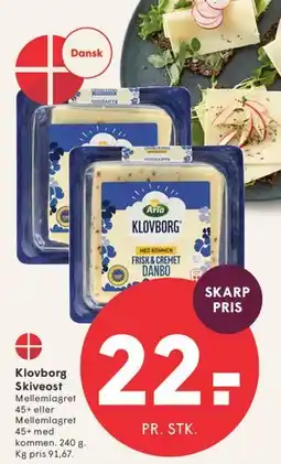 SPAR Klovborg Skiveost tilbud