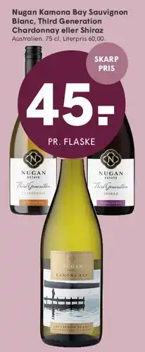 SPAR Nugan / Kamona Bay - Sauvignon Blanc / Third Generation Chardonnay / Shiraz tilbud