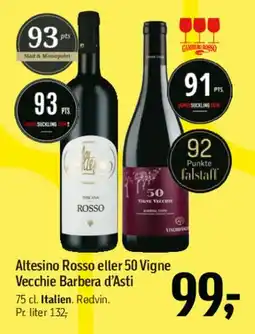 Føtex Altesino Rosso eller 50 Vigne Vecchie Barbera tilbud