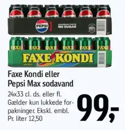 Føtex Faxe Kondi eller Pepsi Max sodavand (multi-pack) tilbud